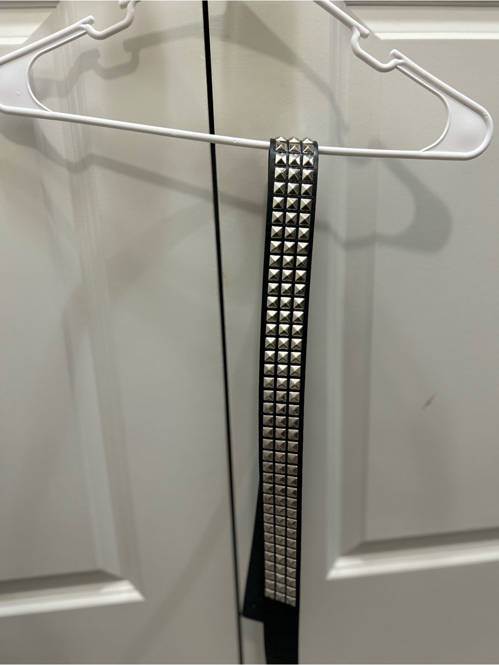 Black Studded Waist Belt with Silver Pyramid Studs